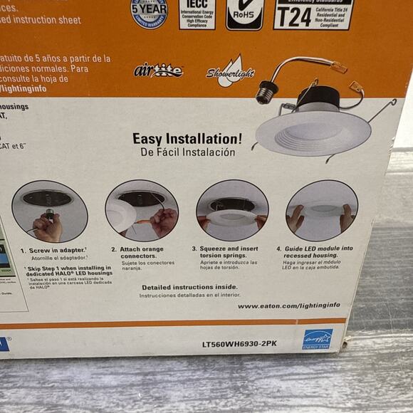 Halo Lighting LT560WH6930R 5-in or 6-in 600 lumens Recessed LED Baffle-Lot of 4 - Picture 7 of 12